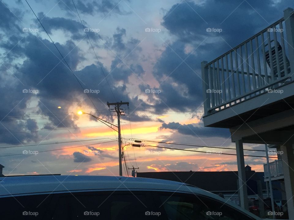 Maine sunset . If you look close you can see a duck in the clouds