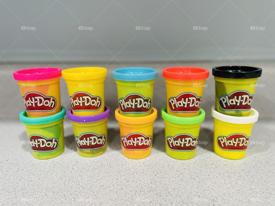 Play Doh ready for stocking stuffers, colorful Play Doh, Santa is coming to town with gifts 