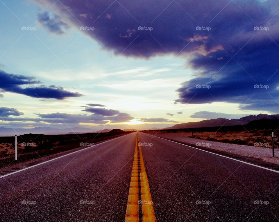 Road, Highway, Asphalt, Sky, Sunset