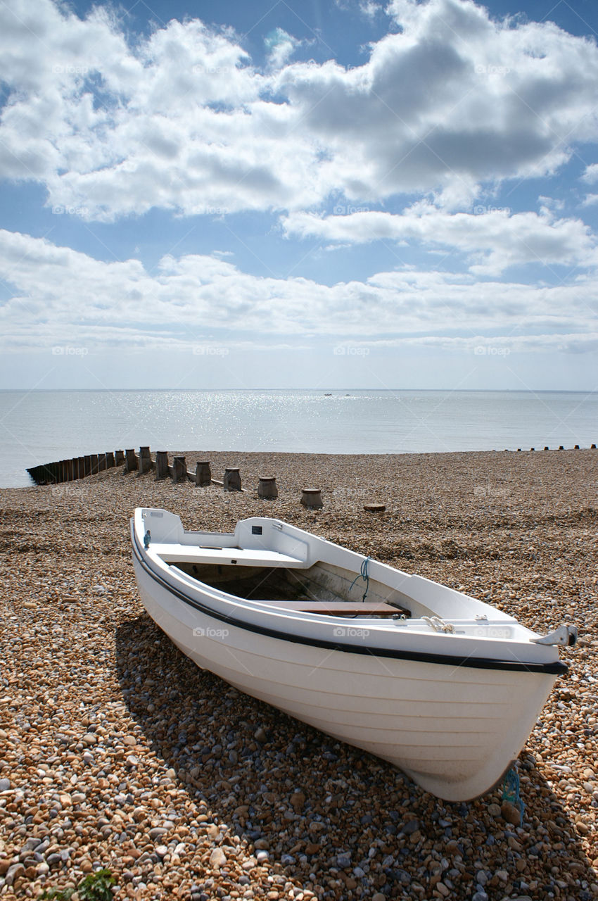 Boat on a beach. Boat on an empty English beach