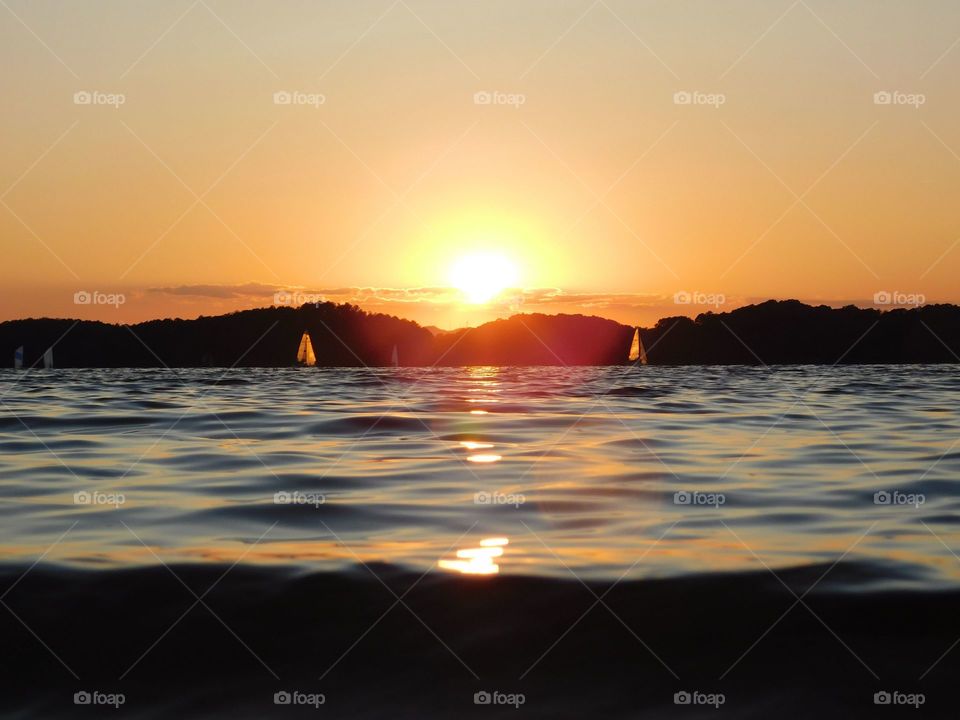 sailboats, sunset on lake Lanier