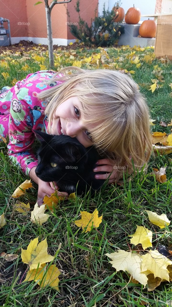 a girl and her cat