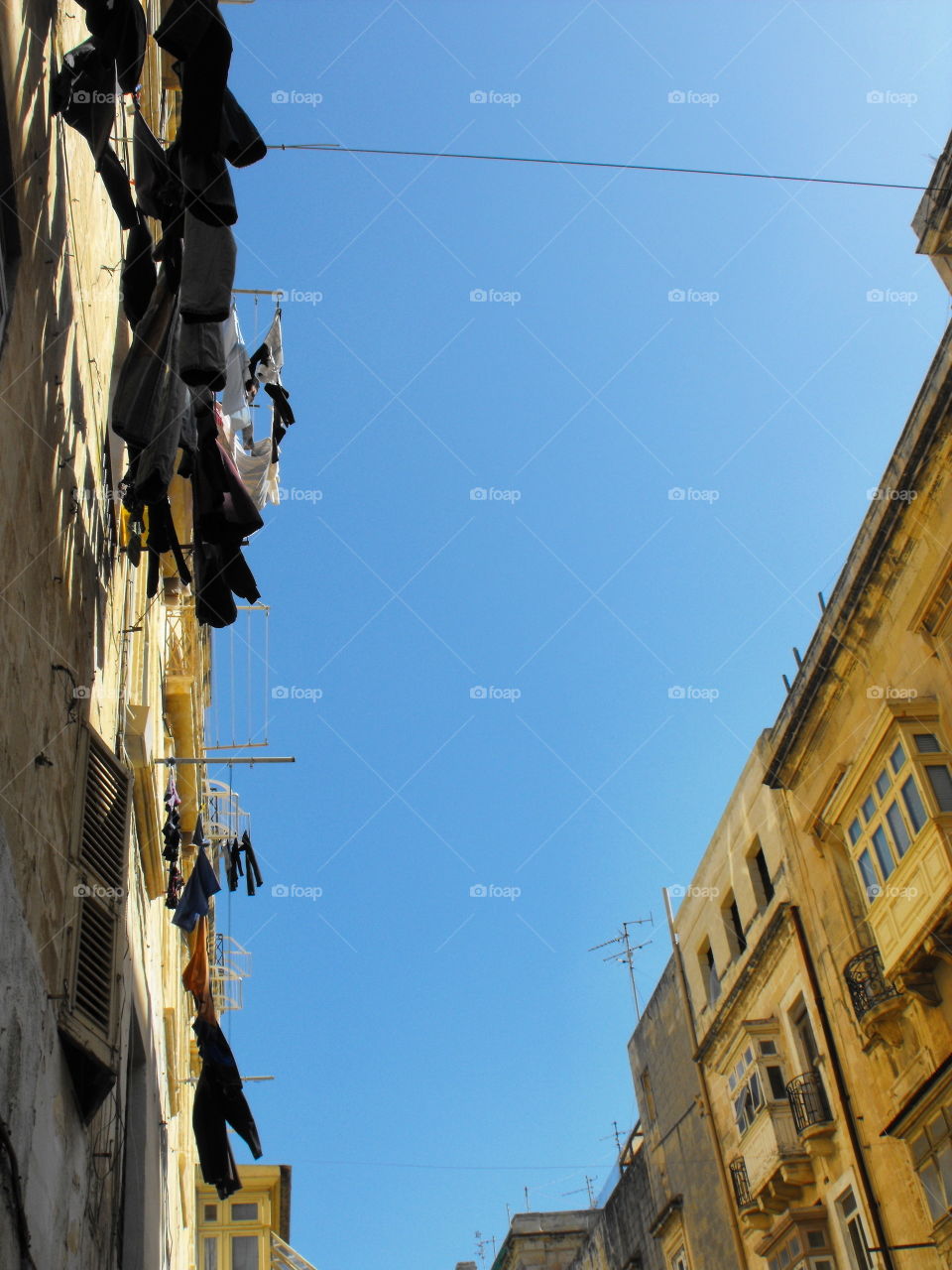 Drying laundry on the streets of Valletta, Malta