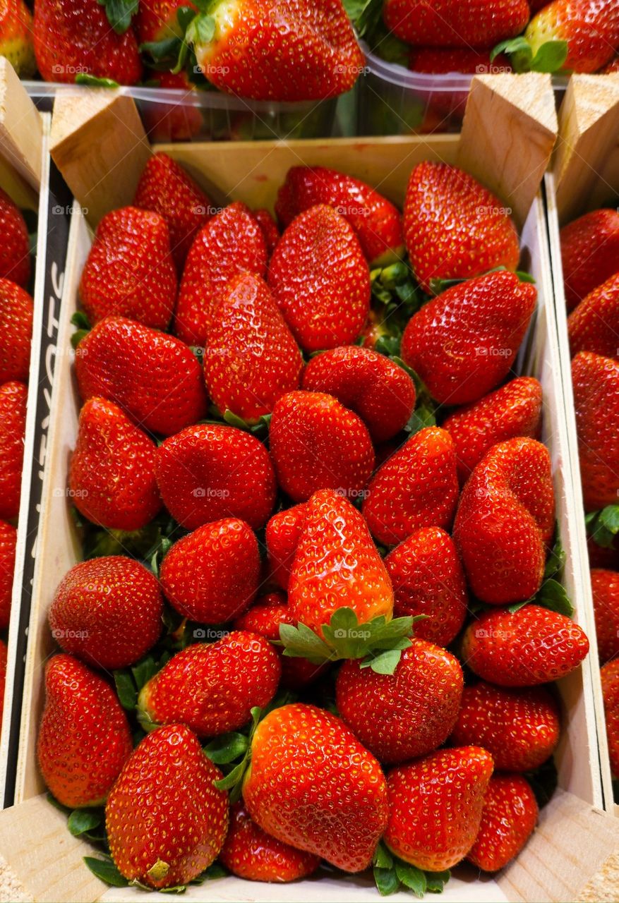 Crates of strawberries