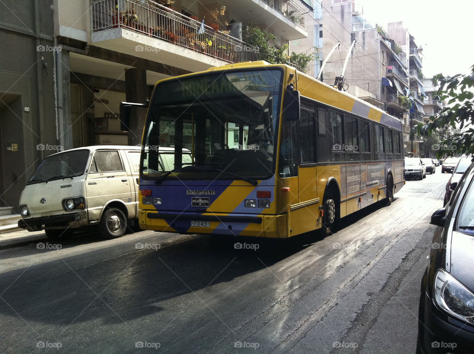 city yellow travel bus by jeanello