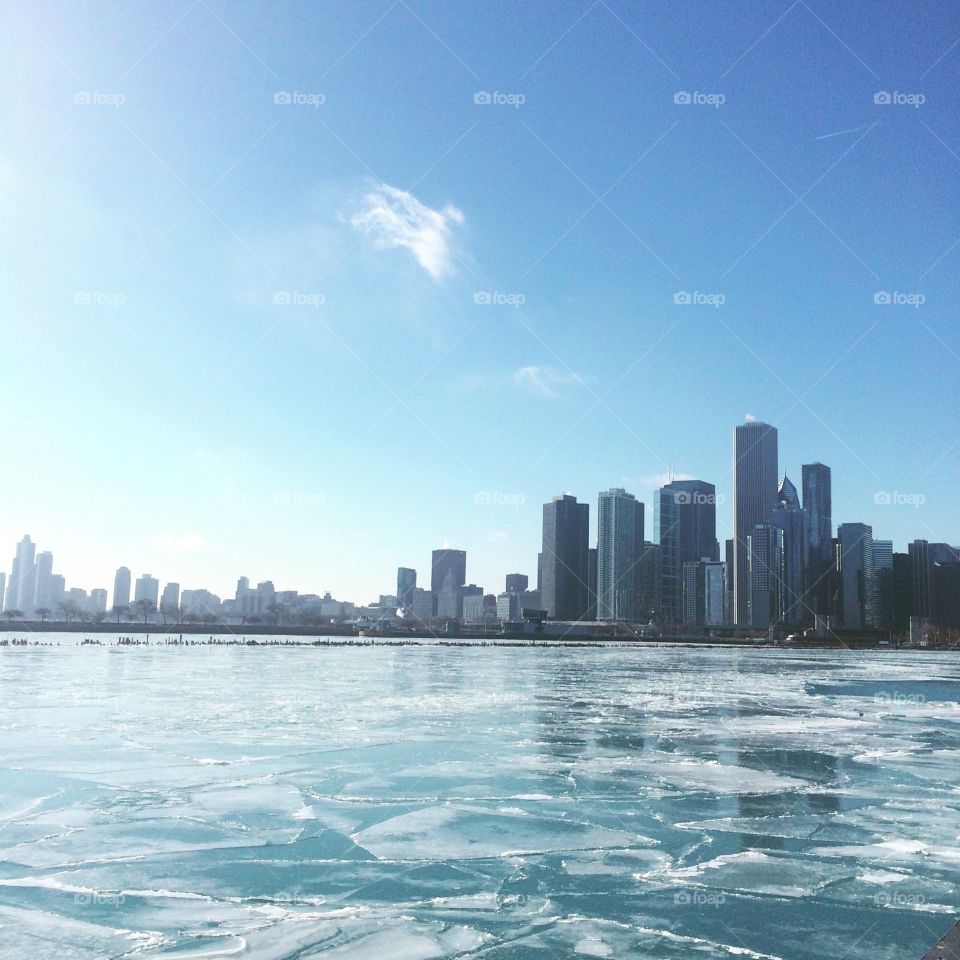 View of Lake Michigan from Navy Pier in Chicago. 