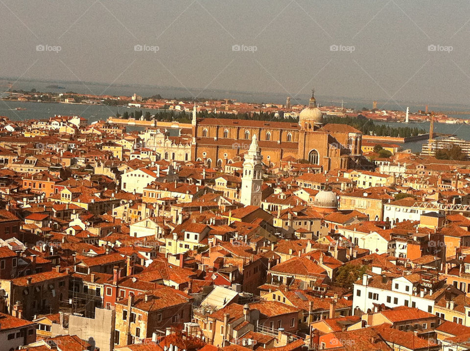 beach ocean rooftops trees by mini_zoe
