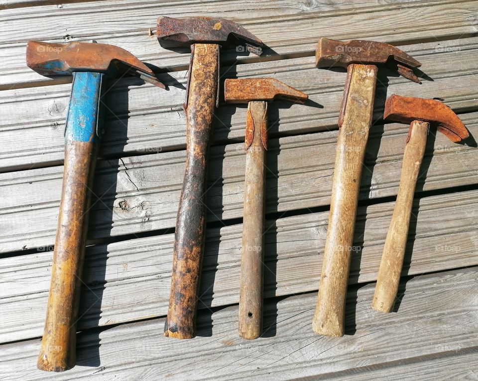 Patinated antique tools