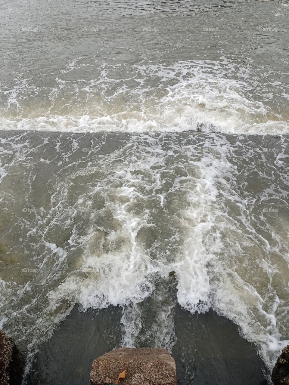 flowing water in river in Village on heavy rainfall in rainy season it's looking beautiful white water like milk flowing