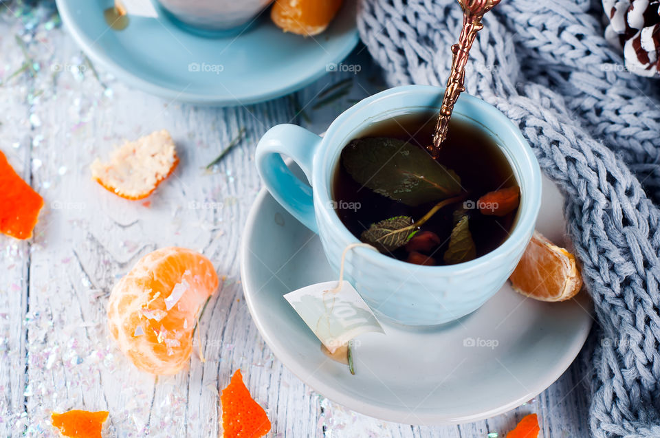 Close-up of mint tea