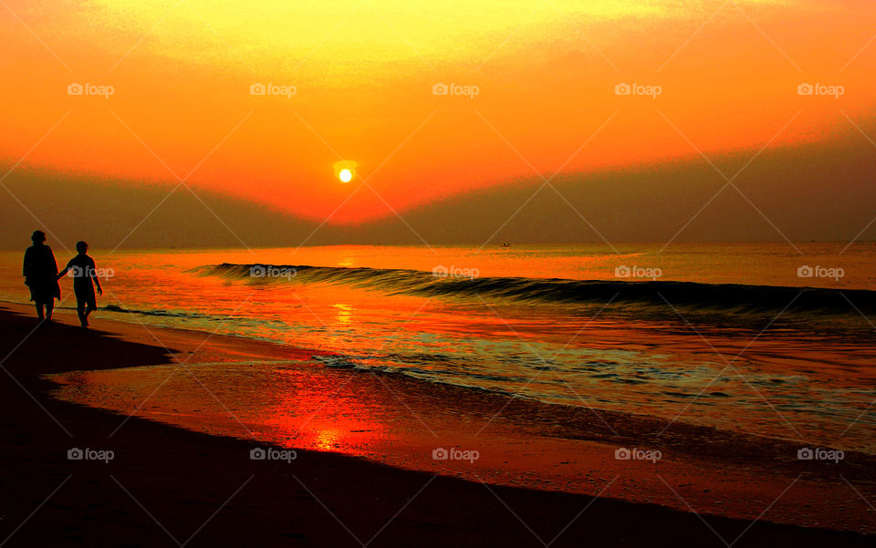 Puri sea beach sunset