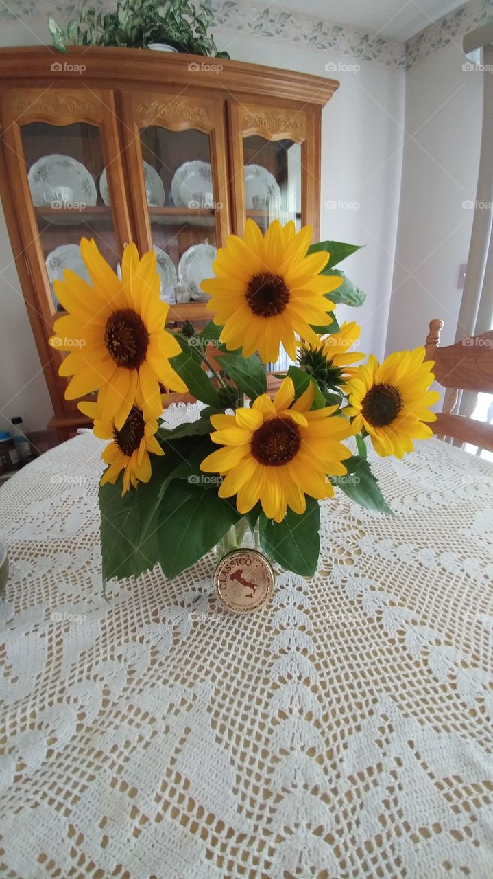 Sunflowers on a table