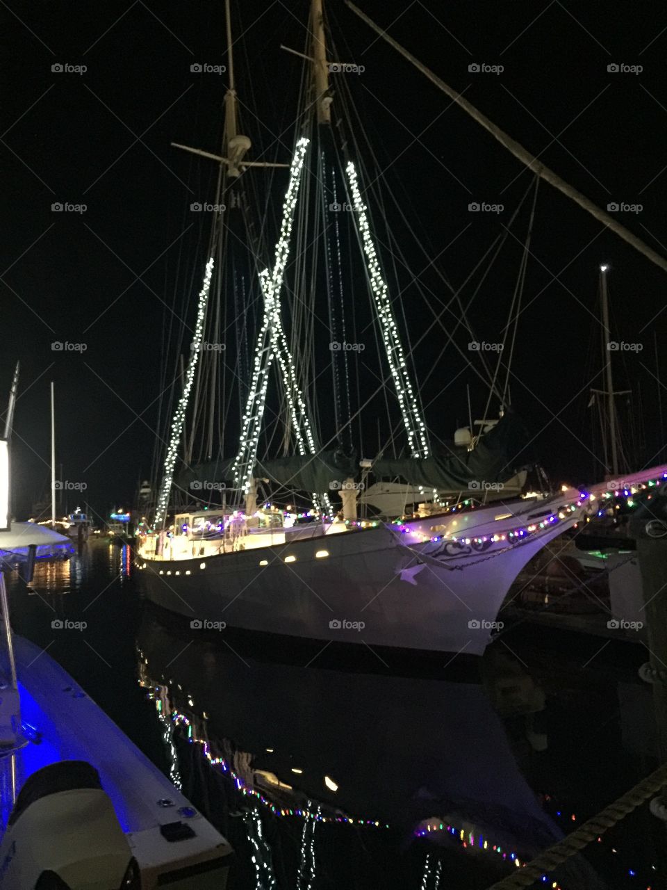 Harbored ship in Key West at Christmas 