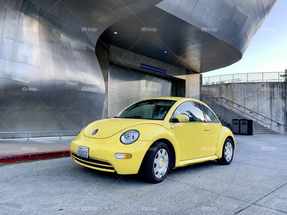Yellow Volkswagen outdoors 