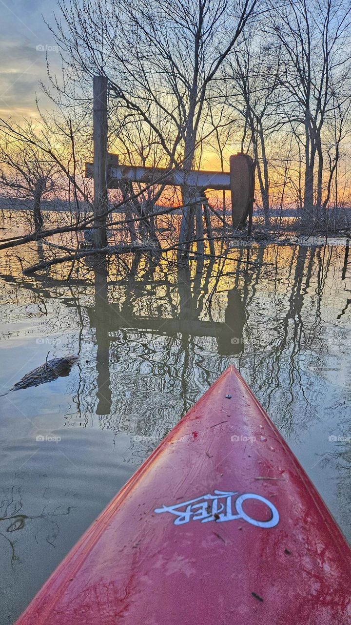 flooded oil pump at sunset