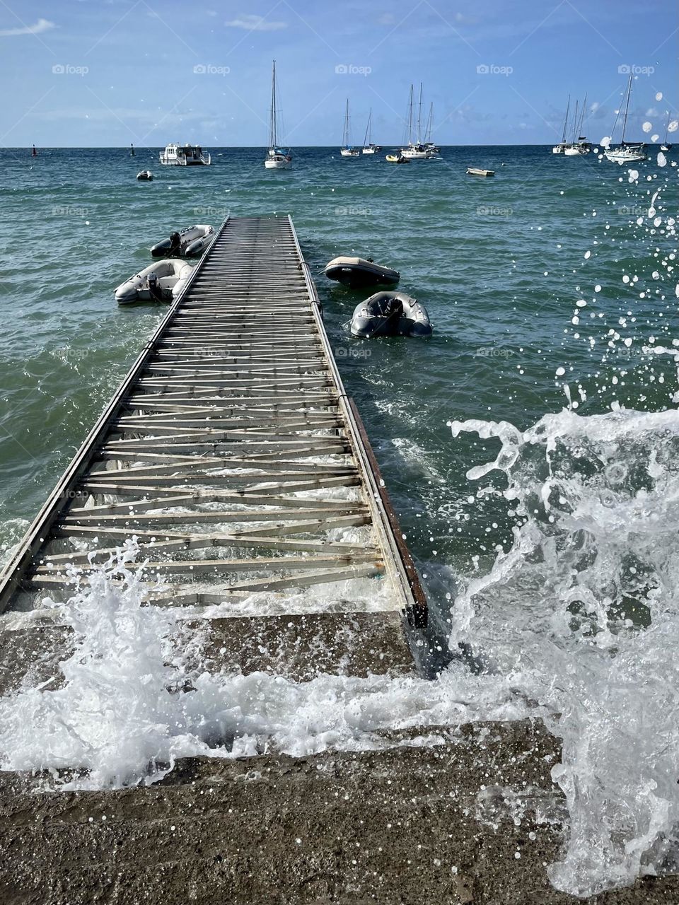View of a pontoon on the Caribbean Sea