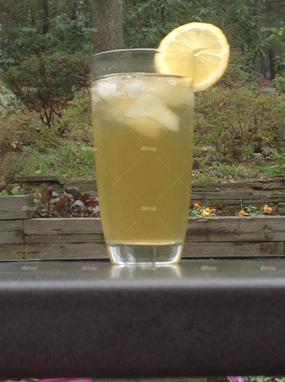 Enjoying a glass of green tea iced tea on a Spring day. 