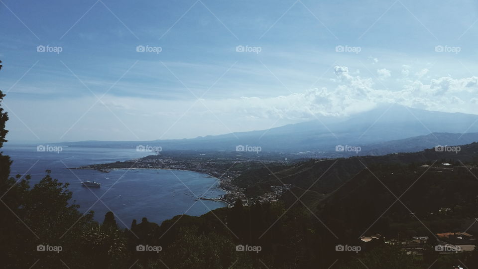 Sicilian Landscapes. A view from Teatro Greco Taormina