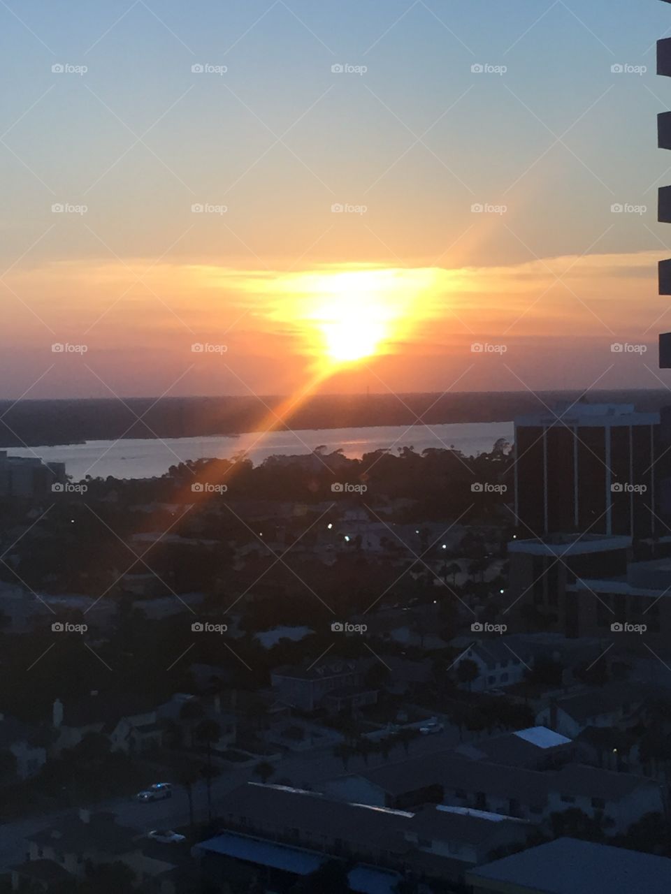 View from a Daytona beach hotel overlooking the city