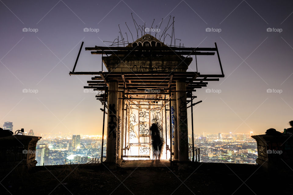 View from the abandoned building in Bangkok Thailand at night