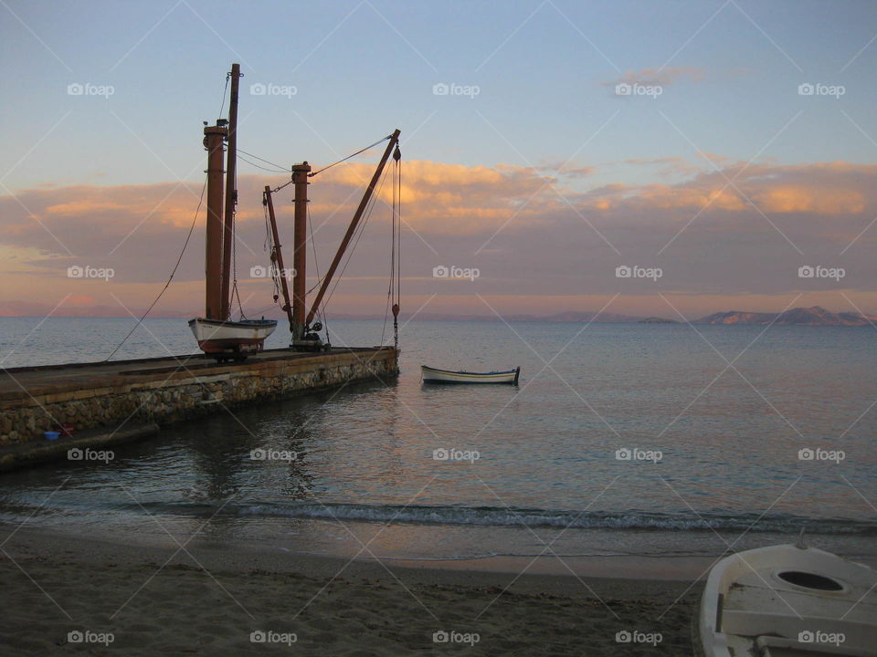 Greek island of Naxos at sunset