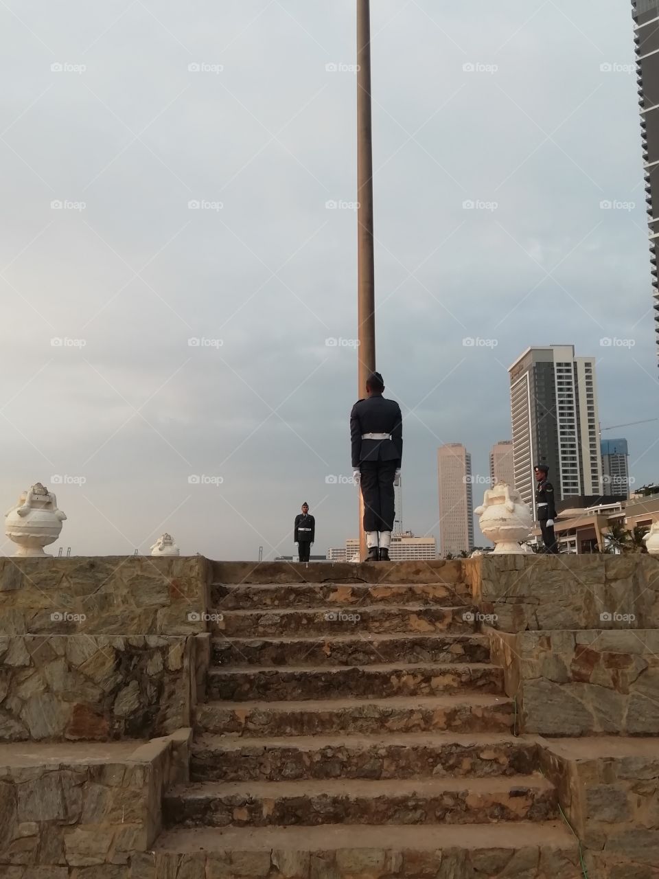 Lowering the national flag