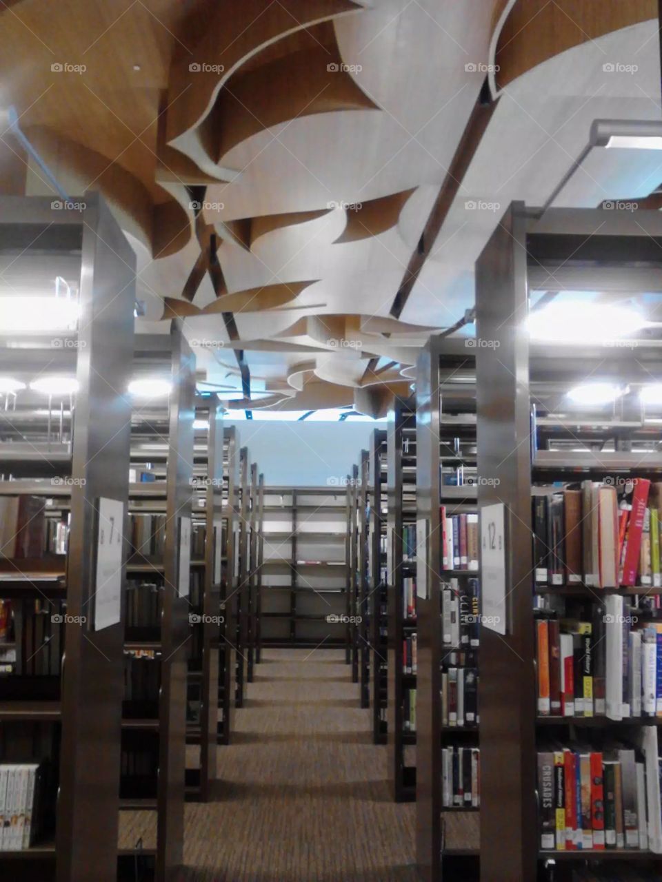 Aisles in a library.