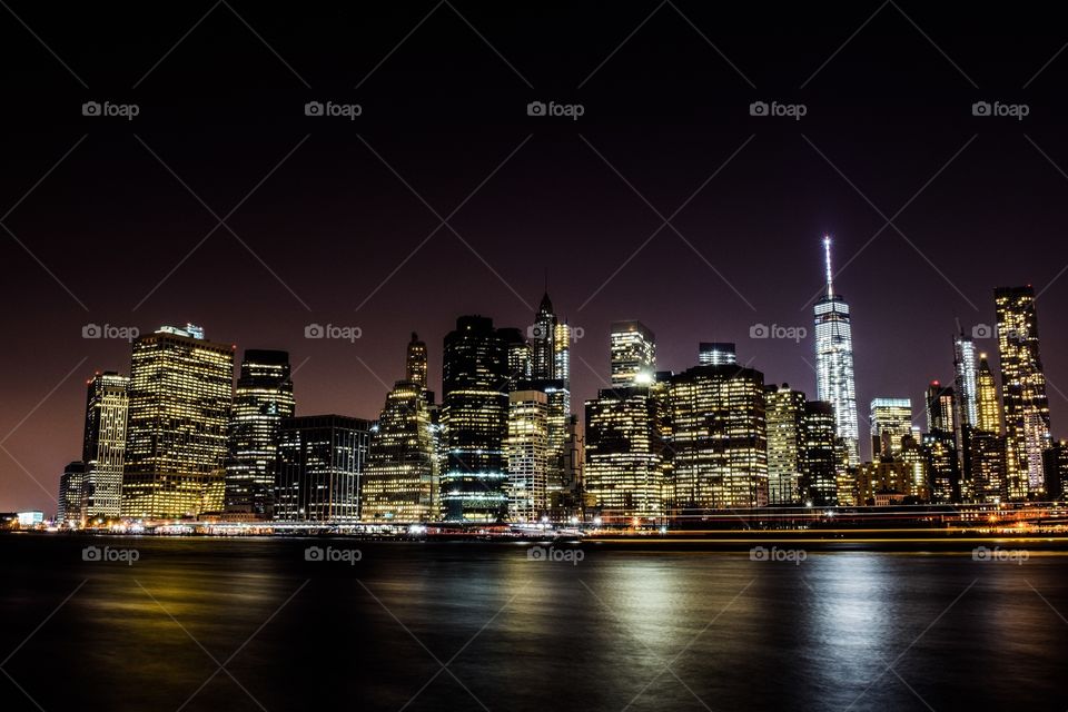 New York City at night seen from Brooklyn 