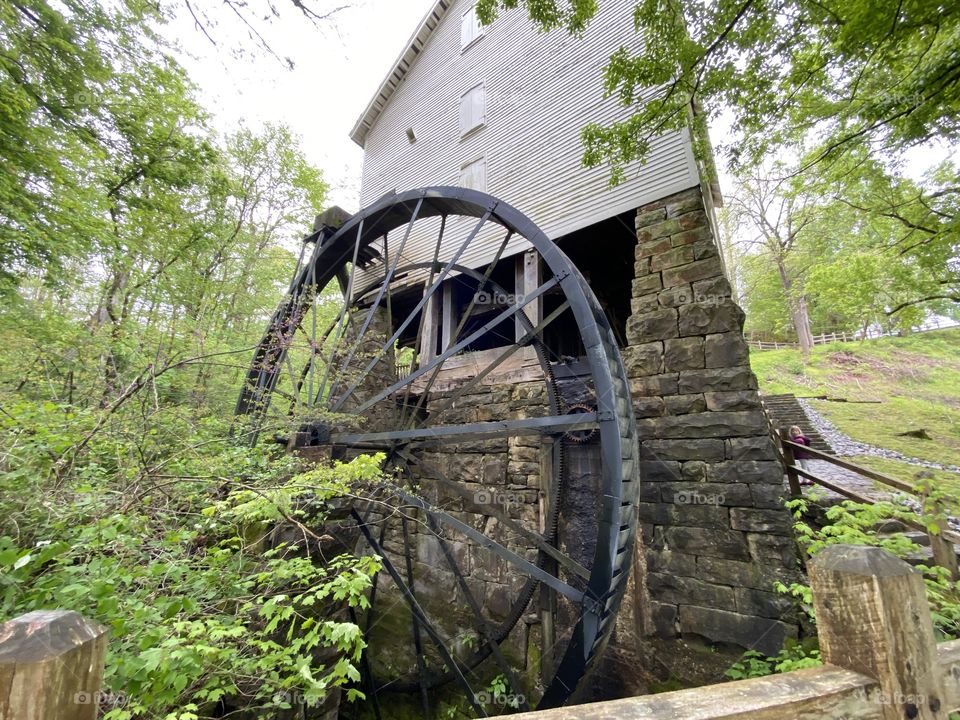 The historical, rustic waterwheel of Mill Springs in Kentucky.