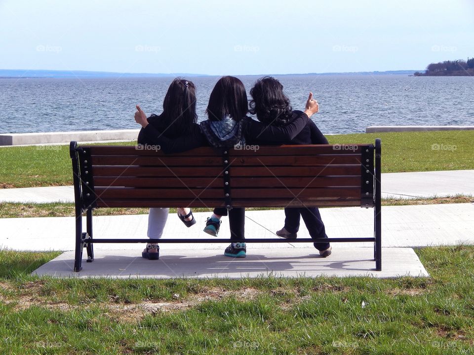 Three Friends. On a Bench