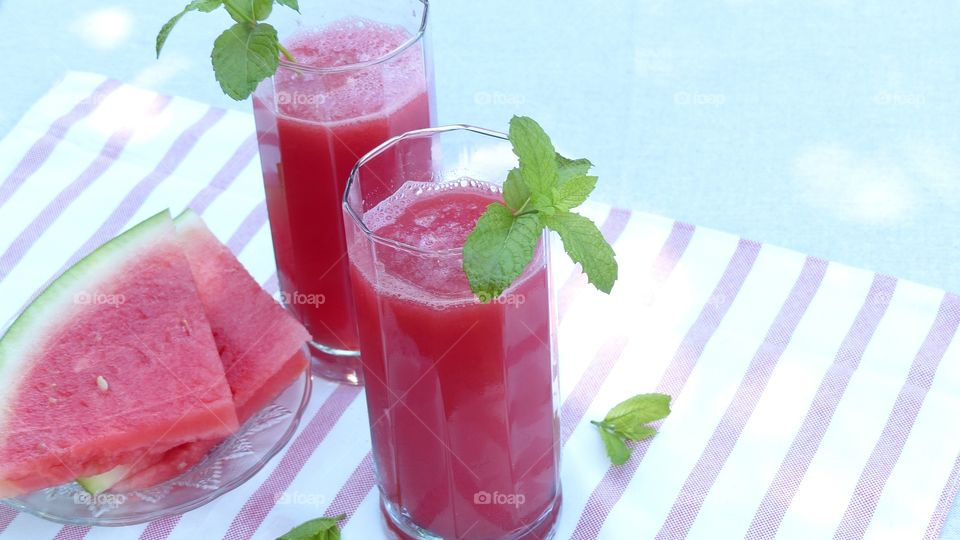 Homemade Watermelon and mint juice