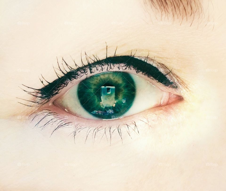 Close-up of a green eye