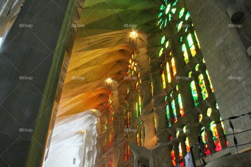 Lights inside La Sagrada Familia