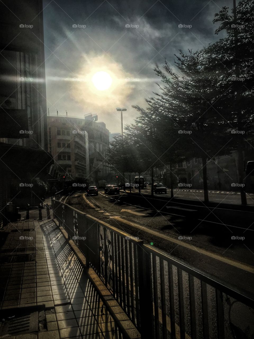 Sun rays upon the street of Kuala Lumpur 