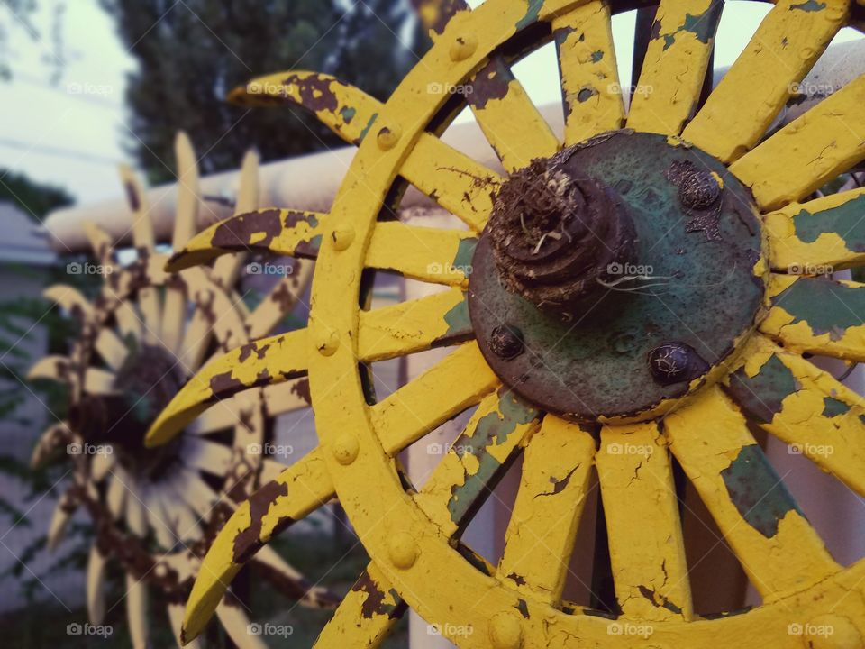 yellow metal flowers