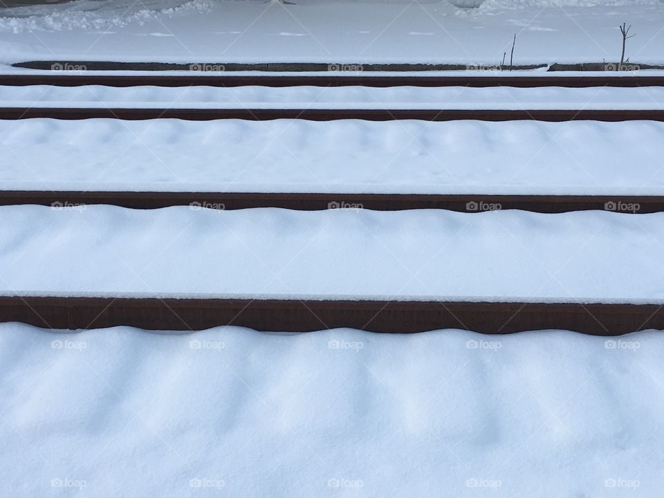 Train tracks in the snow
