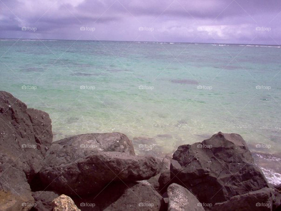 Along the North Shore of Oahu. A view of the ocean along the north shore of Oahu Hawaii.