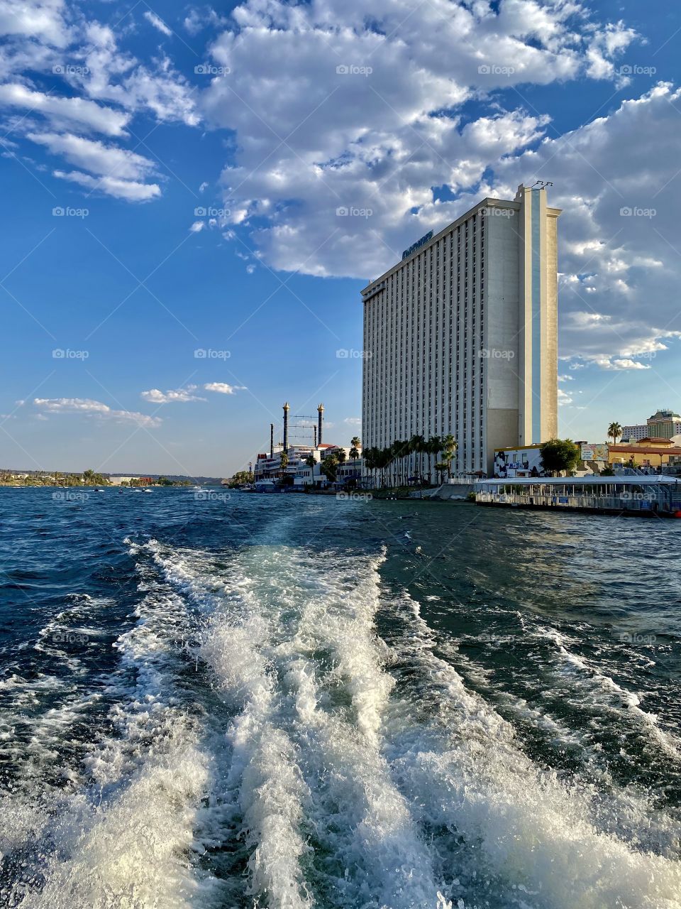 Riding on a water taxi along the Colorado River in Laughlin Nevada 