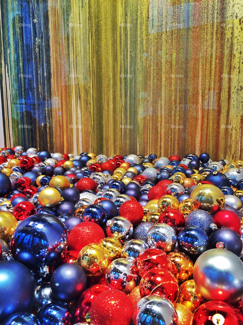 Colored and shiny balls in the room 