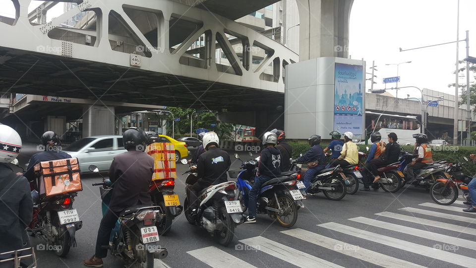 motorcycles in Bangkok traffic