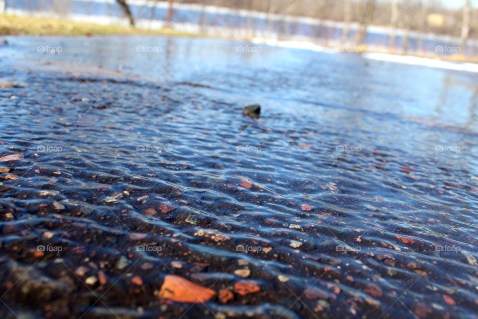 Melting snow drains to river