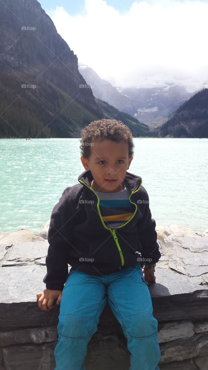 my son at lake louise