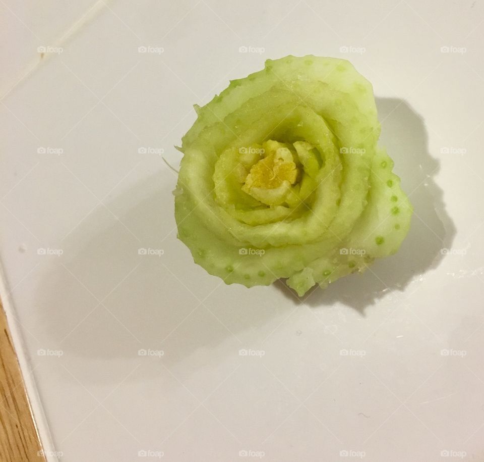 heART of Celery: celery heart carved into a rose blossom