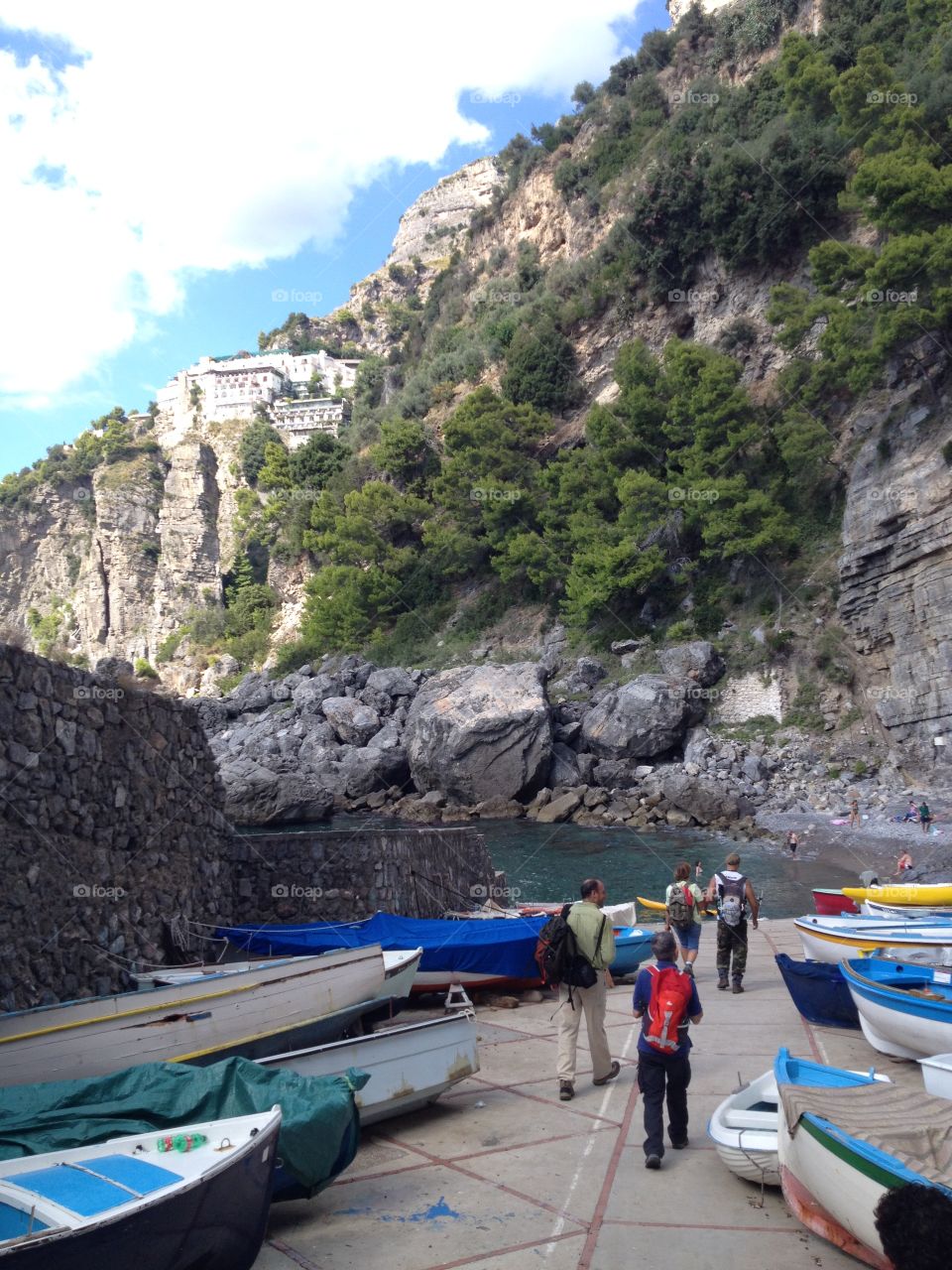 Reaching the Beach of Praiano. From Sentiero degli Dei, the Path of the Gods, you can reach different beaches of the Sorrento Coast. This one is the be