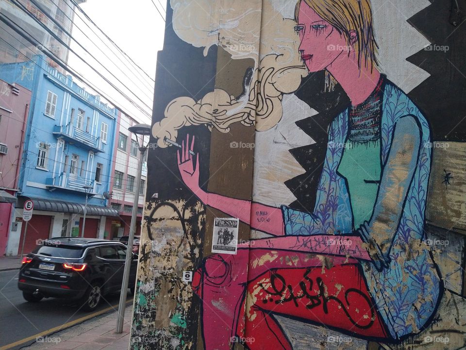 Street art in the city of Curitiba in Brazil.