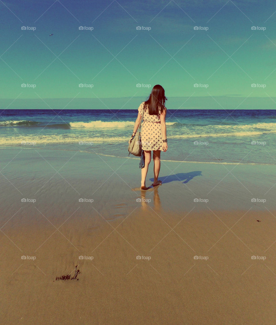 beach ocean sky girl by iDavidHD