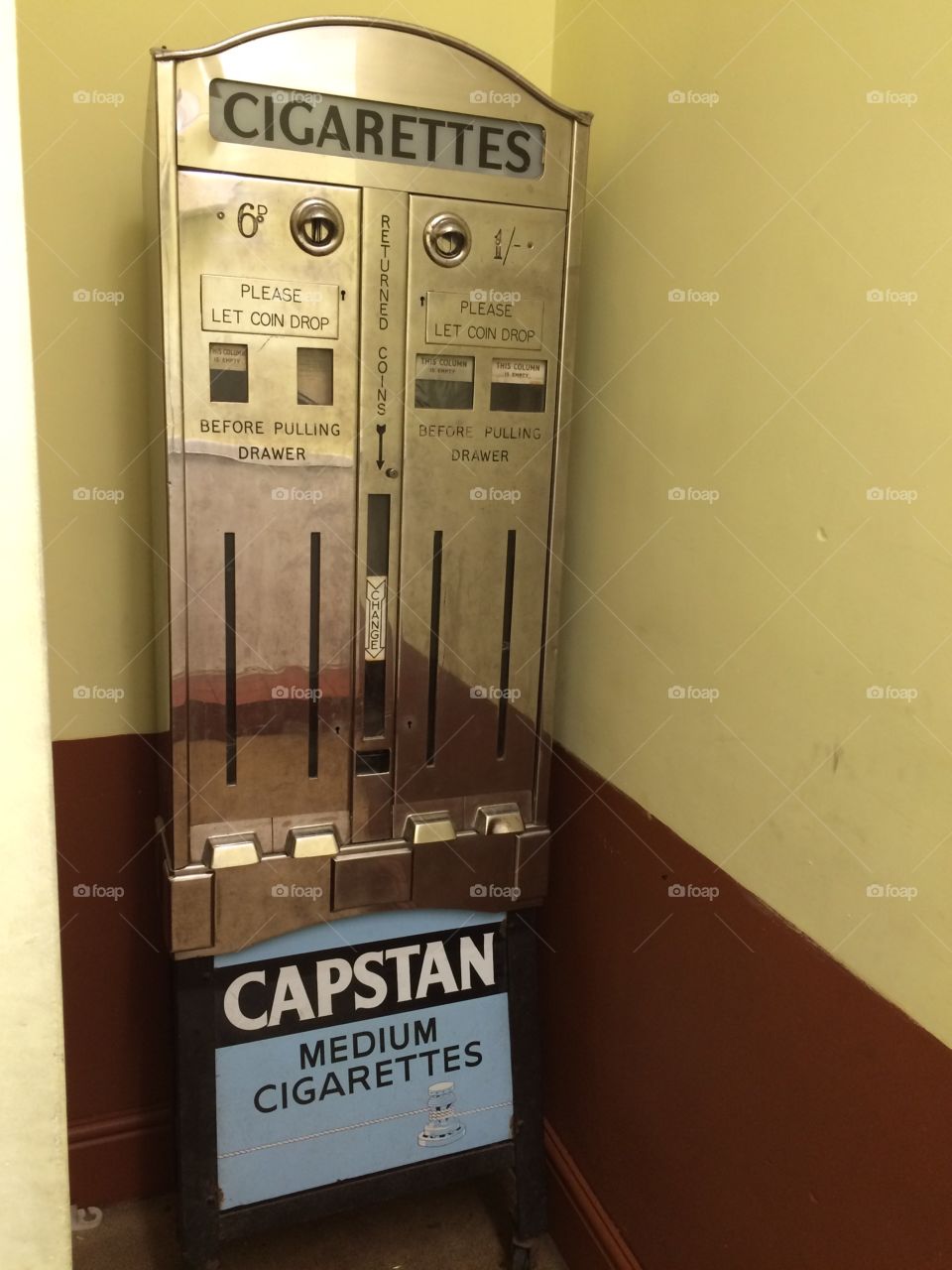 Cigarette machine. Old unused cigarette dispenser