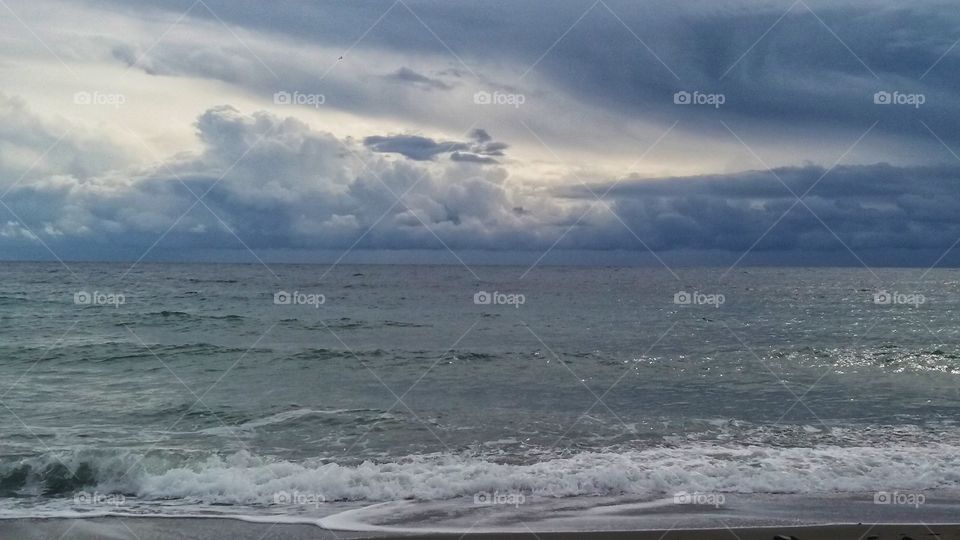 Cloudy sky above the ocean