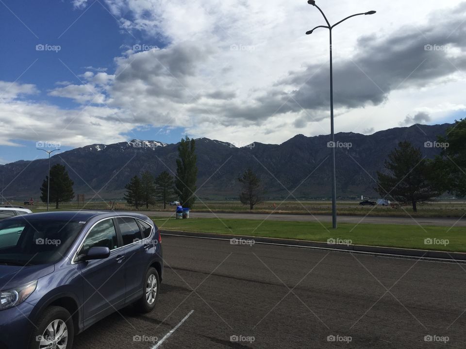 Mountains at a rest stop