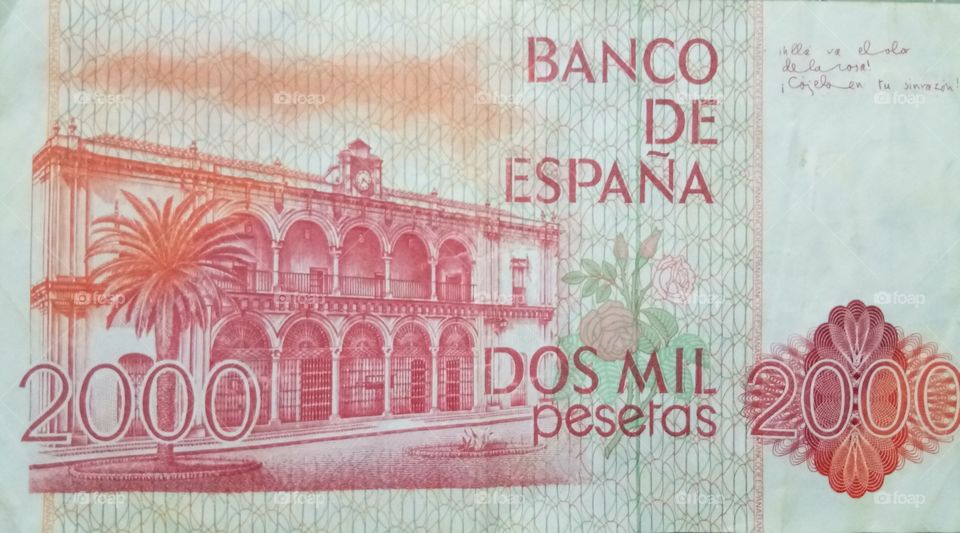 2000 pesets note from Spain